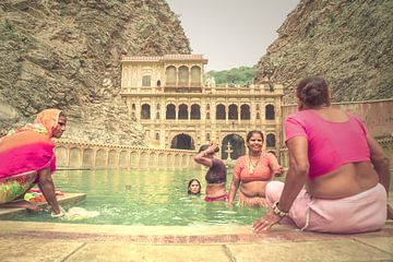 Woman bathing in sacred temple by Edgar Bonnet-behar