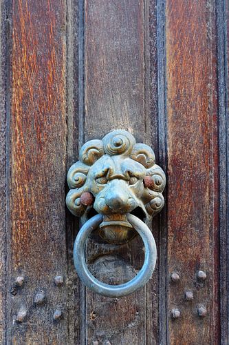Voordeur met leeuwenkop.