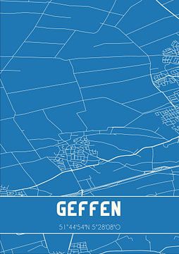 Blauwdruk | Landkaart | Geffen (Noord-Brabant) van MijnStadsPoster