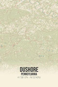 Vintage landkaart van Dushore (Pennsylvania), USA. van Rezona