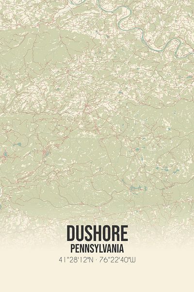 Carte ancienne de Dushore (Pennsylvanie), USA. par Affiches de lieux