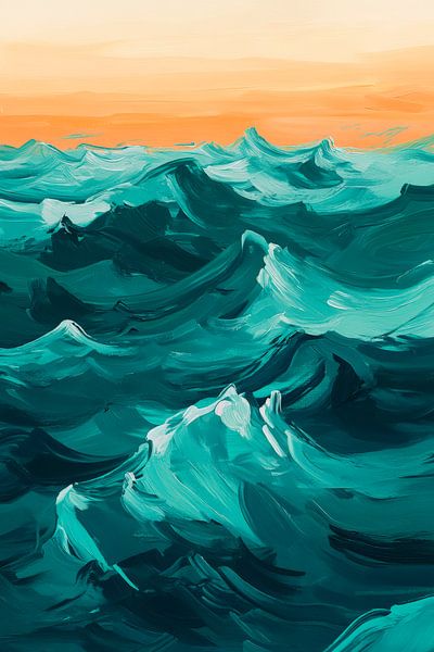 Waves of the sea in the evening light - Dynamic by Poster Art Shop