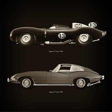 Jaguar D Type 1956 and Jaguar E Type 1960