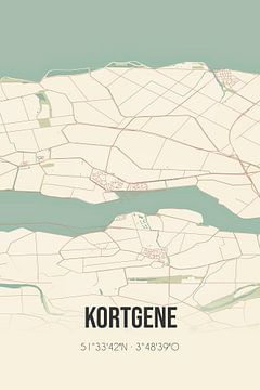 Vintage landkaart van Kortgene (Zeeland) van MijnStadsPoster