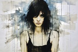 Droevige schoonheid in een jurk met spaghettibandjes van Frank Heinz