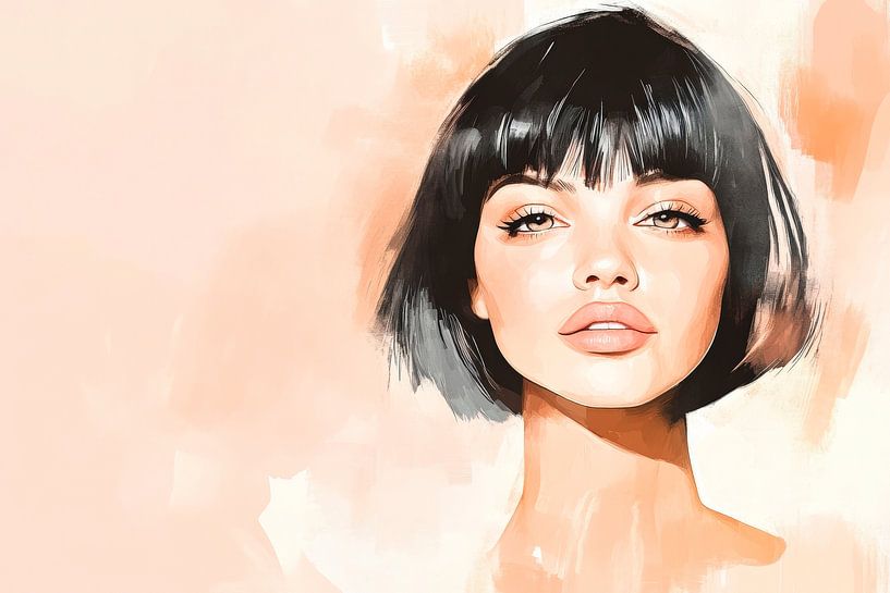 Moderne Schönheit mit kurzem Haarschnitt von Poster Art Shop