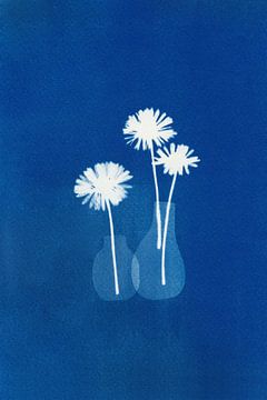 Cyanotypie - Gänseblümchen in Vase von Studio Peep Up