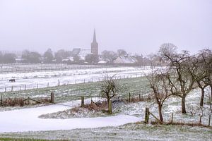 Kerk in de sneeuw sur Moetwil en van Dijk - Fotografie