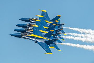 Echelon Parade uitgevoerd door de Blue Angels tijdens de Wings over Houston Airshow in 2014. van Jaap van den Berg