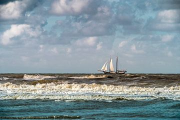 Sailing ship off the coast by Stephan Zaun