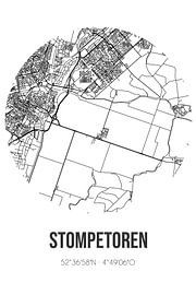 Stompetoren (Noord-Holland) | Karte | Schwarz und Weiß von Ortsdrucke