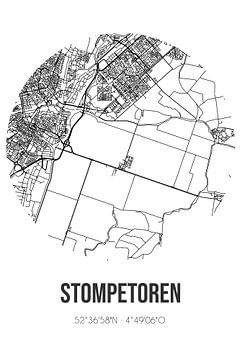 Stompetoren (Noord-Holland) | Karte | Schwarz und Weiß von Rezona