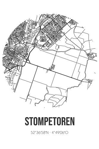 Stompetoren (Noord-Holland) | Landkaart | Zwart-wit