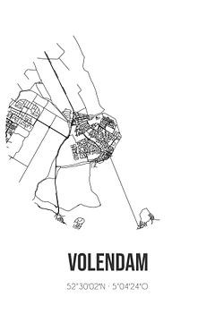 Volendam (Noord-Holland) | Landkaart | Zwart-wit van MijnStadsPoster