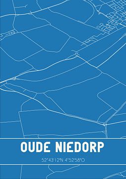 Blauwdruk | Landkaart | Oude Niedorp (Noord-Holland) van Rezona