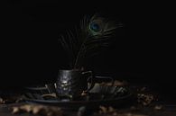 Nature morte sombre avec une plume de paon par Steven Dijkshoorn Aperçu