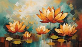 Peinture Fleurs de lotus abstraite sur WeLoveArt