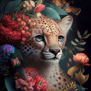 prédateur avec des fleurs sur Gelissen Artworks