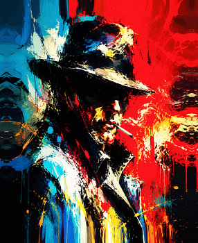 Noir Man in Fedora – Splash Paint Portrait