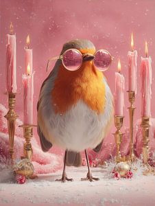 Rotkehlchen | Rotkehlchen mit rosa Brille