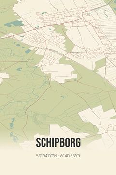 Vintage map of Schipborg (Drenthe) by Rezona