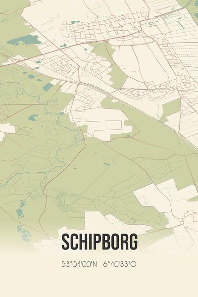 Alte Karte von Schipborg (Drenthe) von Ortsdrucke