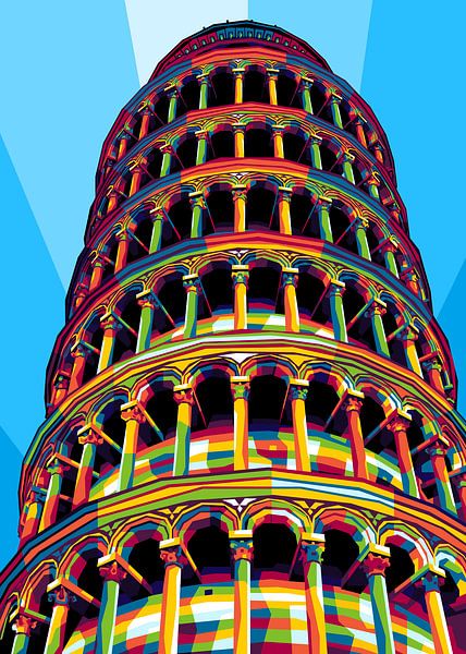 Scheve Toren van Pisa in WPAP Illustratie van Lintang Wicaksono