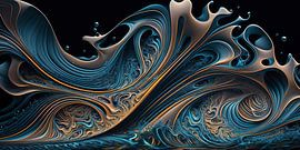 The Mixed Painting of Blue and Copper abstraction