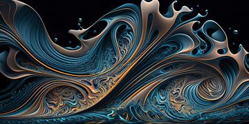 The Mixed Painting of Blue and Copper abstraction by Surreal Media