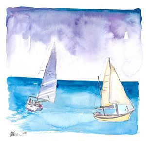 Regatta mit Segelbooten in frischer karibischer Brise
