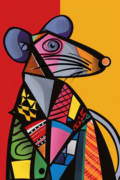 Cubist Mouse in Vivid Colours by Imperial Art House