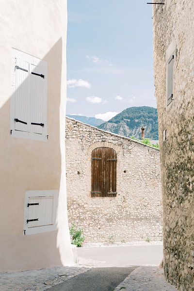 Drôme | Old brick house with mountain view in south of France | Natural travel photo art print by Milou van Ham