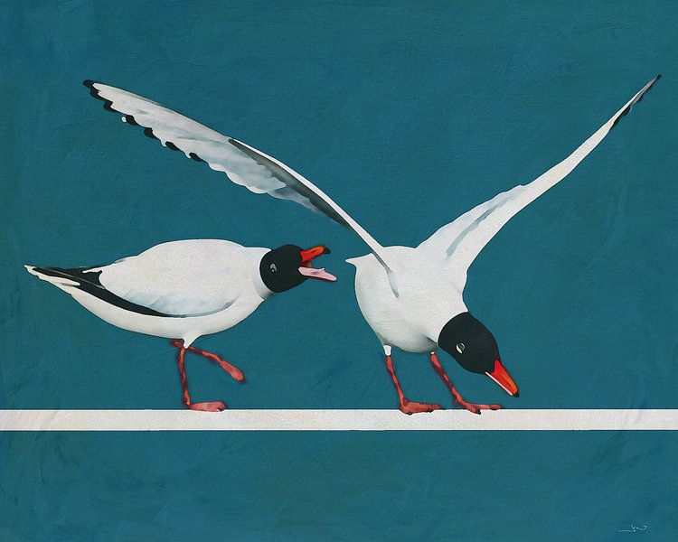 Une mouette défend son lieu de repos par Jan Keteleer