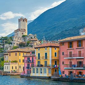 Malcesine and Scaliger Castle from the water by Heiko Kueverling