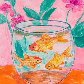 Kleurrijke kunst met goudvissen van IamHome Studio