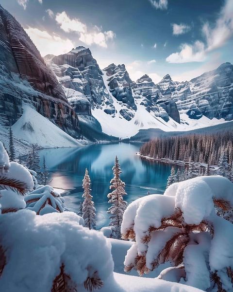 Dromerig sneeuwlandschap van de bergen van fernlichtsicht