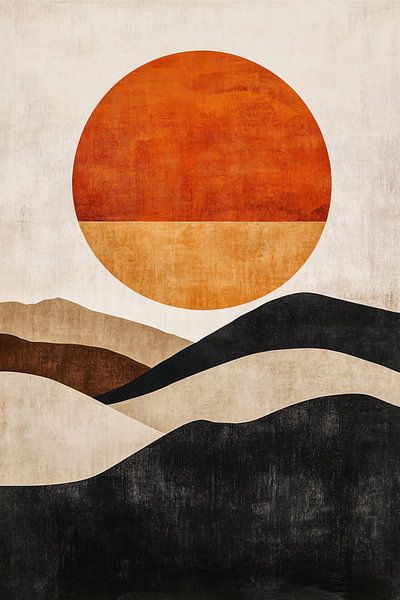 Coucher de soleil abstrait avec collines par Imperial Art House