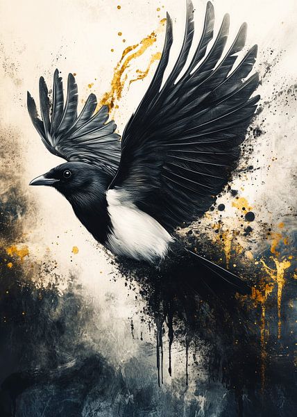Ekster vogelkunst van JBJart Justyna Jaszke