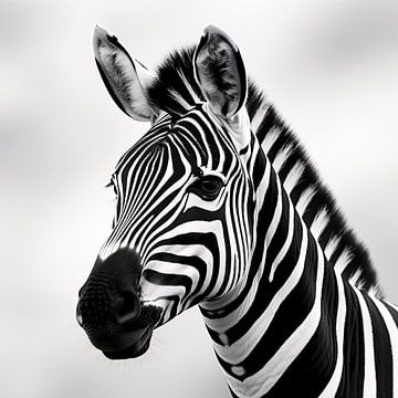 Zwart-wit zebra portret kunstfotografie