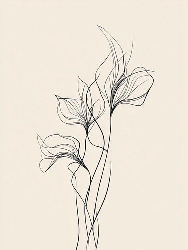 Un dessin au trait raffiné représentant des fleurs