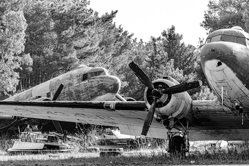 Two old Douglas C-47 Skytrains in disrepair. by Jaap van den Berg