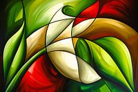 Abstrakte bunte Rose und Blätter Malerei