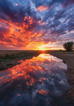 Coucher de soleil dans le polder sur DNH Artful Living