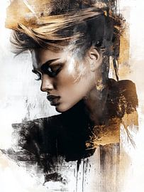 Modernes Porträt mit Goldakzenten von Carla Van Iersel