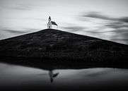 Witte kerkje op de heuvel in zwart wit van Joey Hohage thumbnail