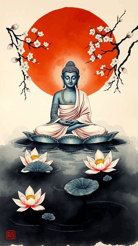 Boeddha / Boeddha Sumi-e Japanse schilderkunst