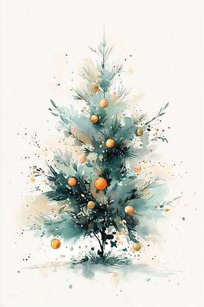Weihnachtsbaum in Aquarell Nr. 2 von Studio BB