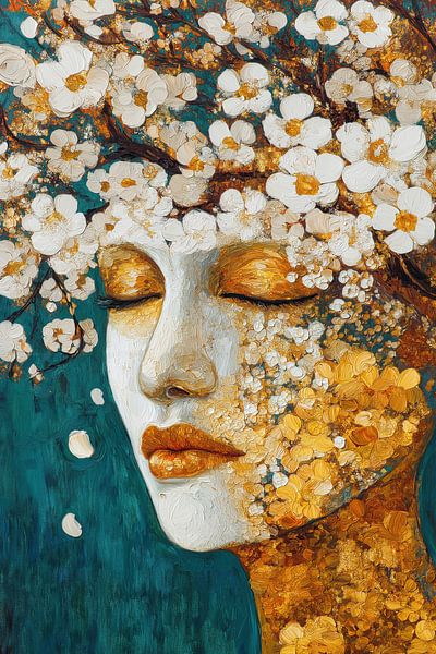 Woman with flowers by Bert Nijholt