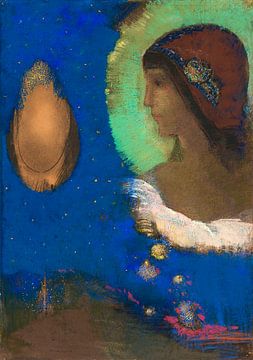 Sita (1893) door Odilon Redon. Pasteltekening in blauw, groen, goud. van Dina Dankers