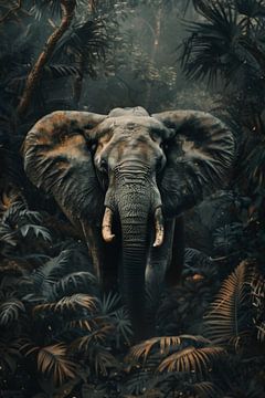 Olifant in de jungle van fernlichtsicht